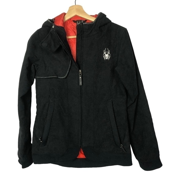 Spyder Black Vicious Corduroy Full Zip Ski Winter Jacket XS - Picture 1 of 5